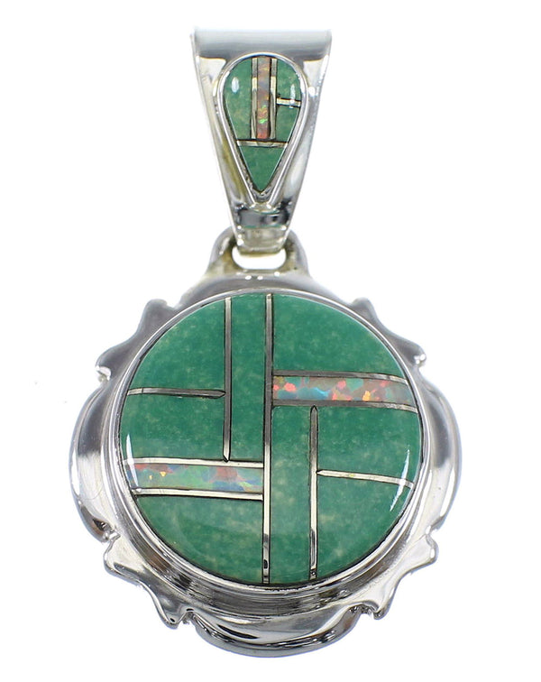 Turquoise And Opal Genuine Sterling Silver Pendant YX51787